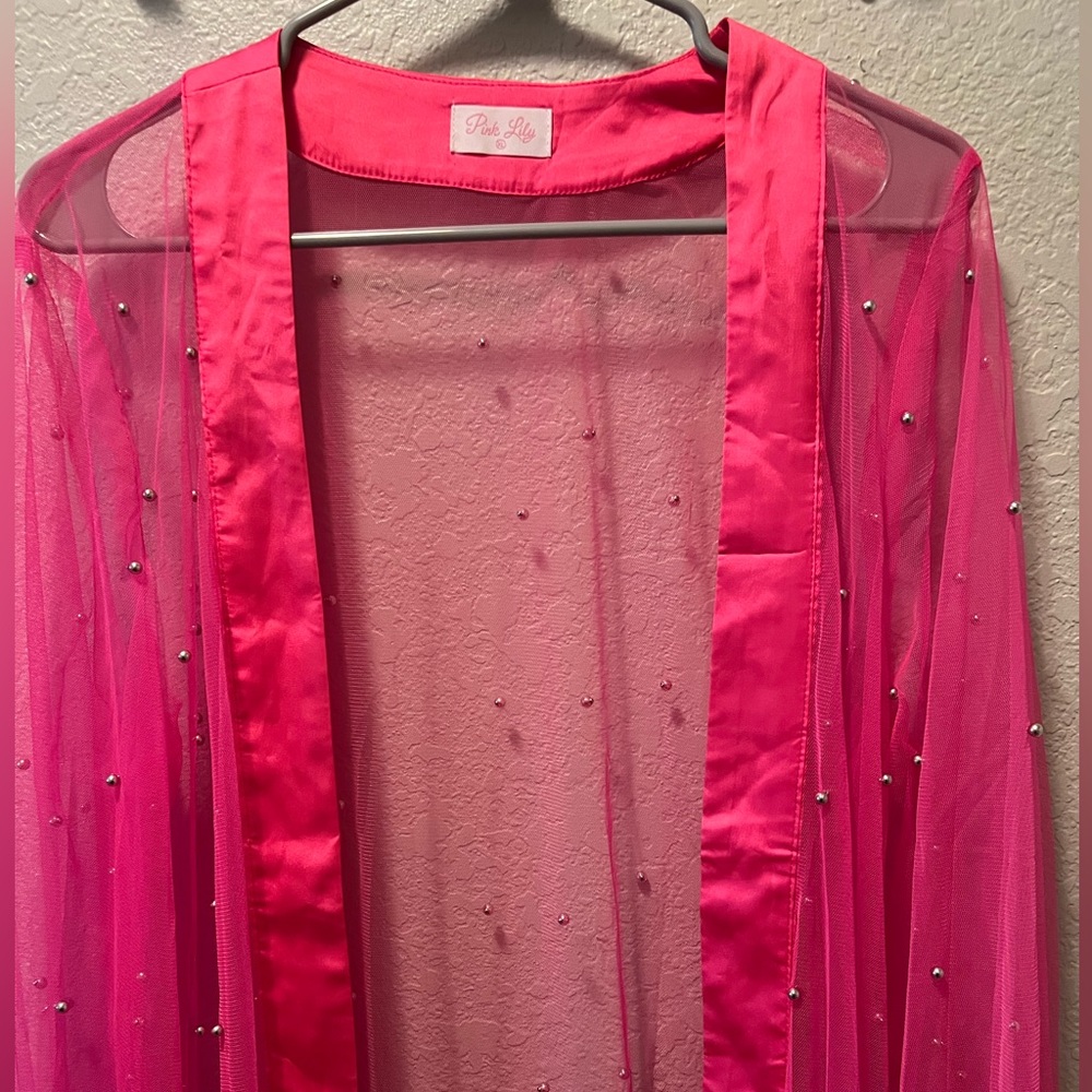 Pink Lily pink embellished kimono